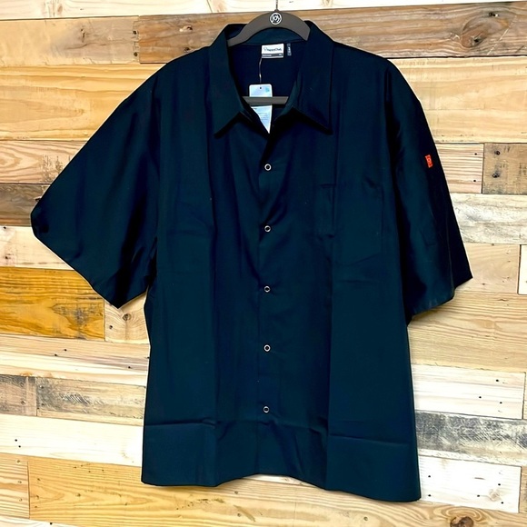 Happy Chef size 3X black short sleeve snap down chef shirt - Picture 1 of 10
